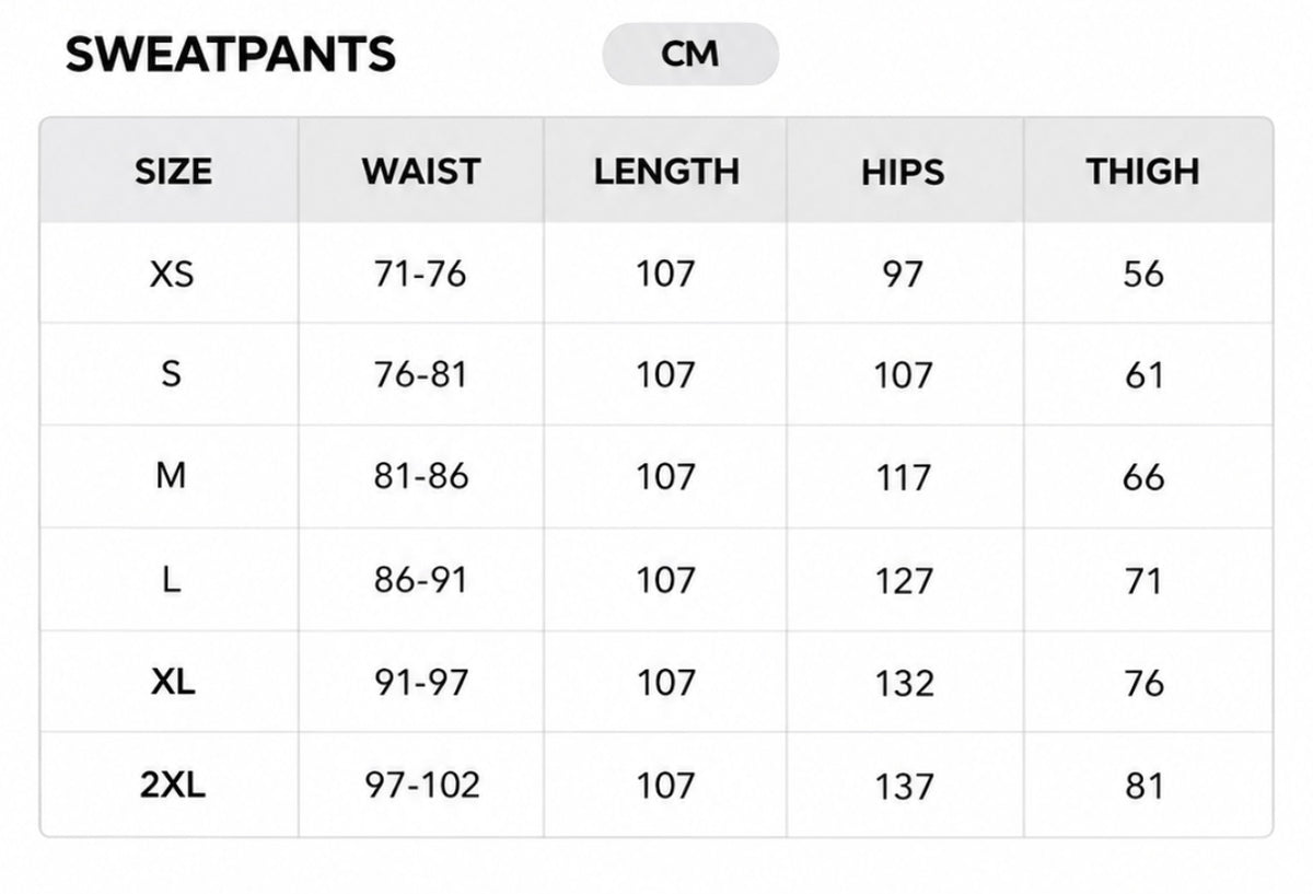 Size chart - CM