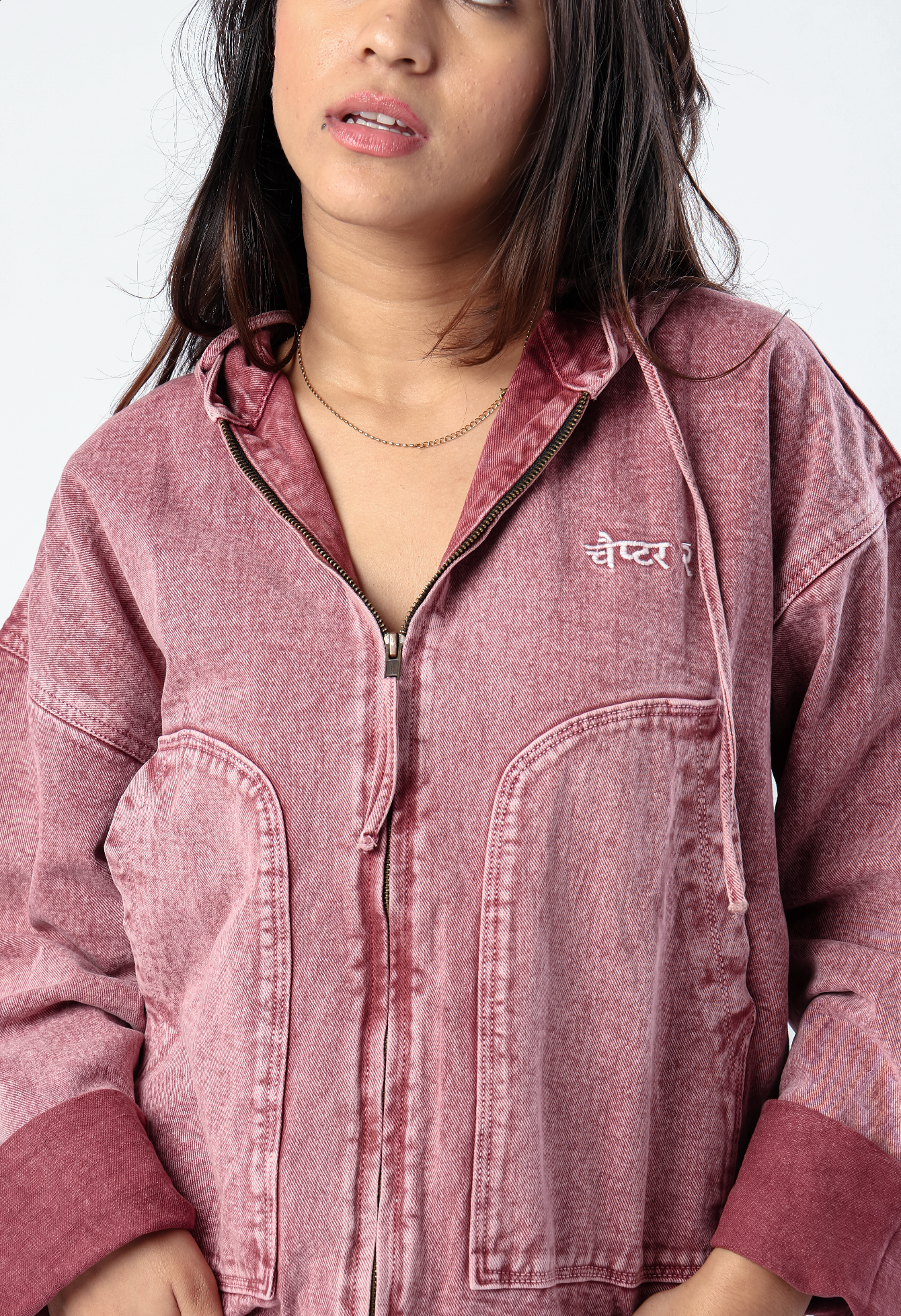Pink Washed Overshirt Hoodie