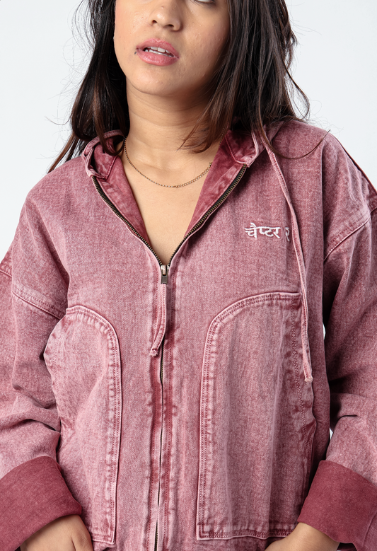 Pink Washed Overshirt Hoodie