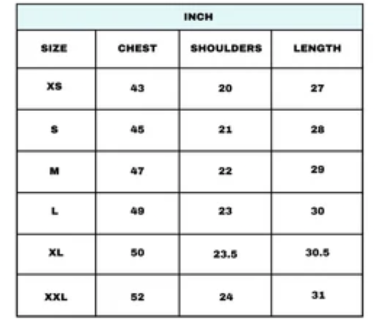 Size chart
