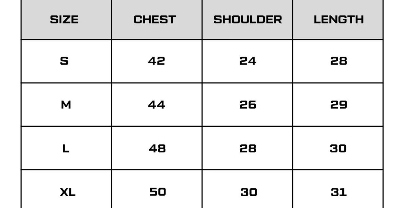 Size chart
