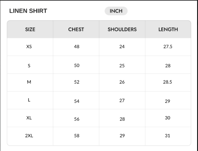 Size chart