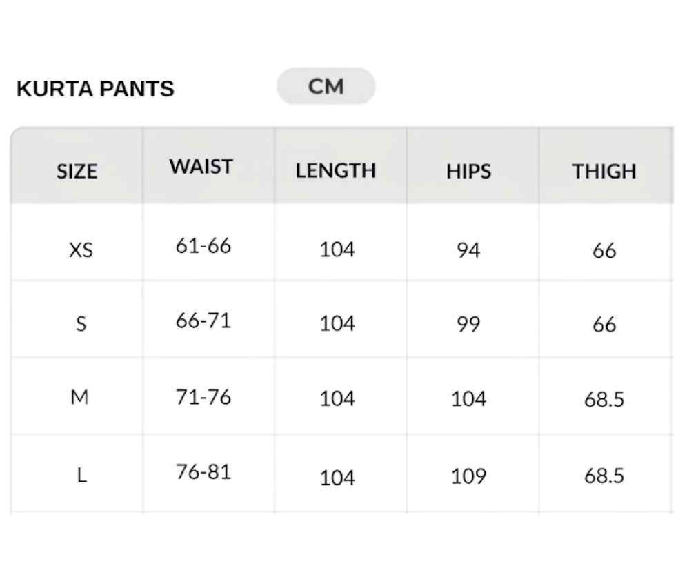 Size chart - CMS