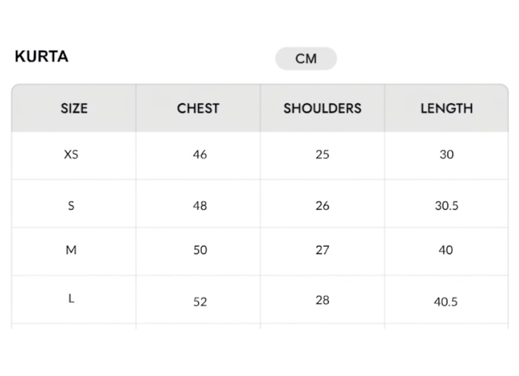 Size chart - CMS