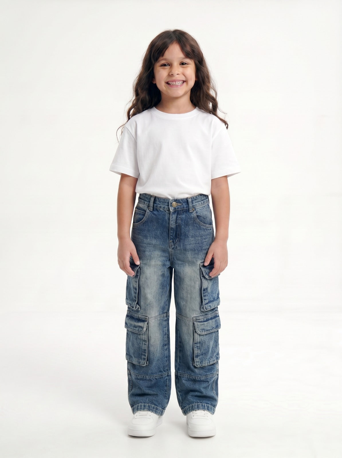Stone Wash Denim Cargo Jr
