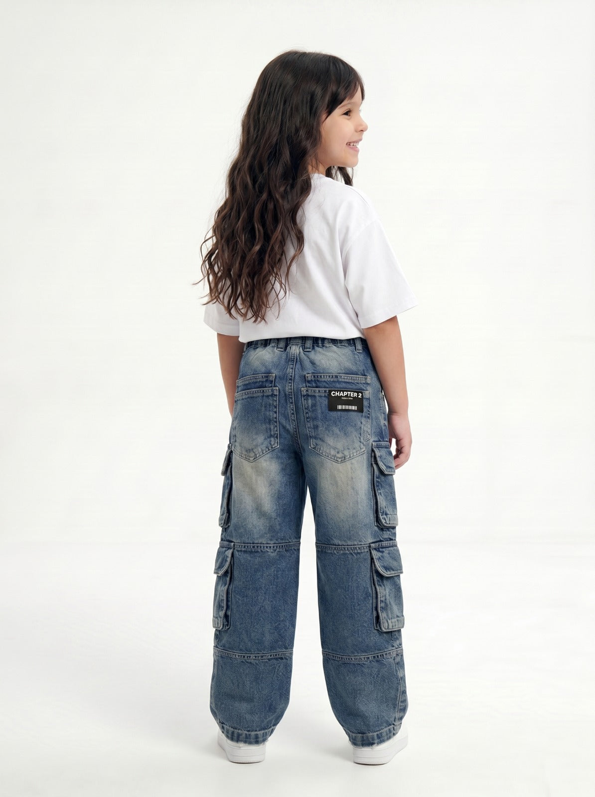 Stone Wash Denim Cargo Jr