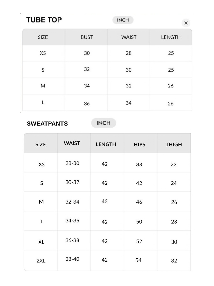 Size chart - INCH