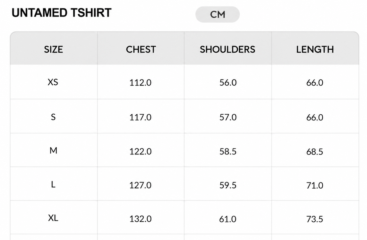 Size chart - CM