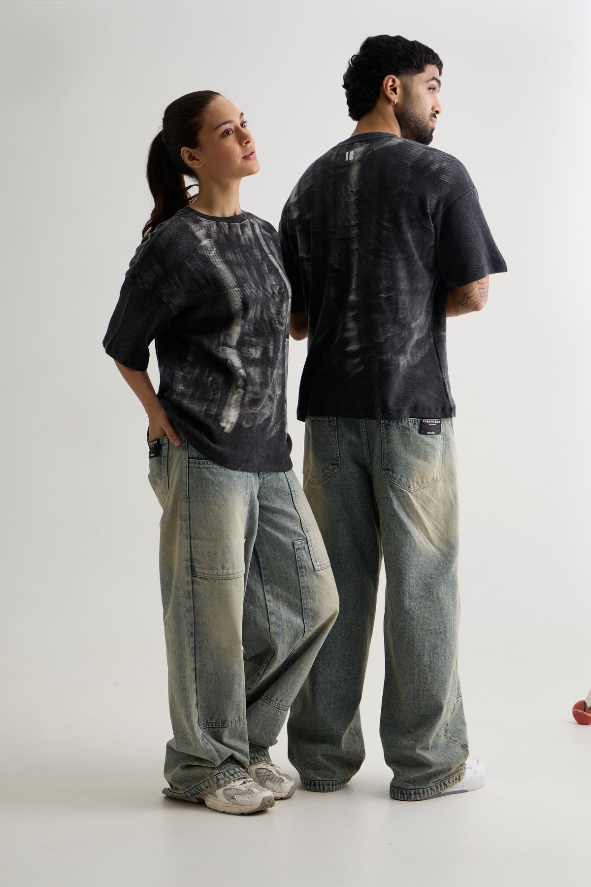 CHARCOAL WASH WAFFLE T-SHIRT