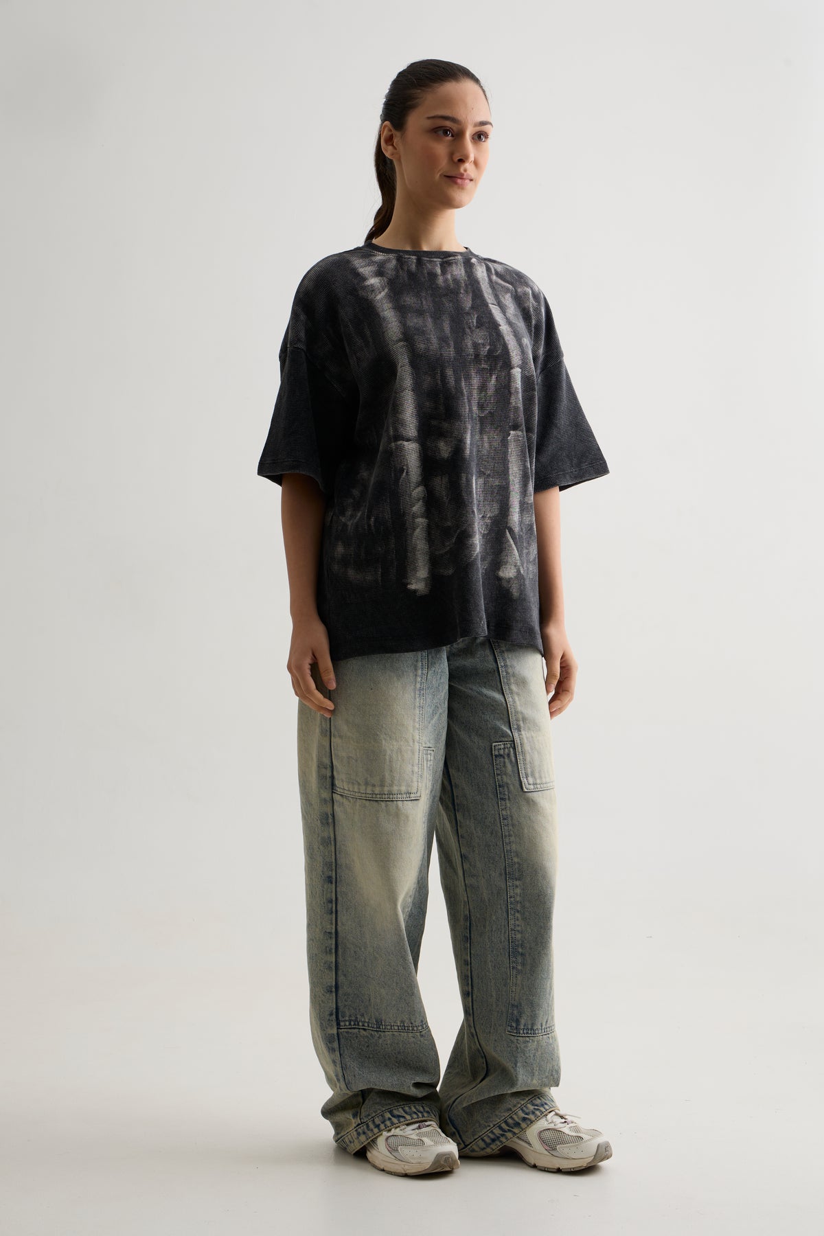 CHARCOAL WASH WAFFLE T-SHIRT
