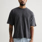 BLACK BRUSHED WAFFLE T-SHIRT