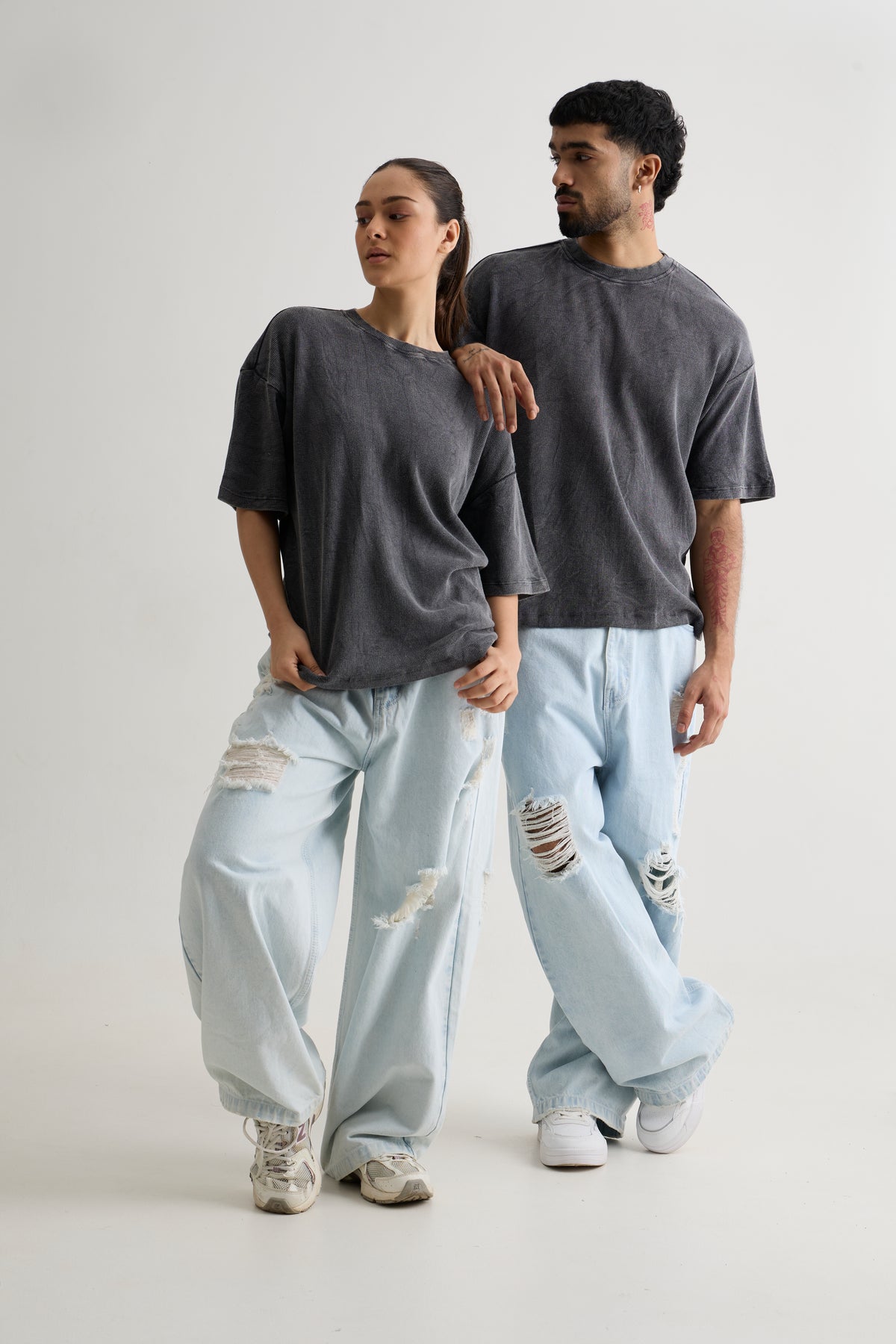CHARCOAL WASH WAFFLE T-SHIRT