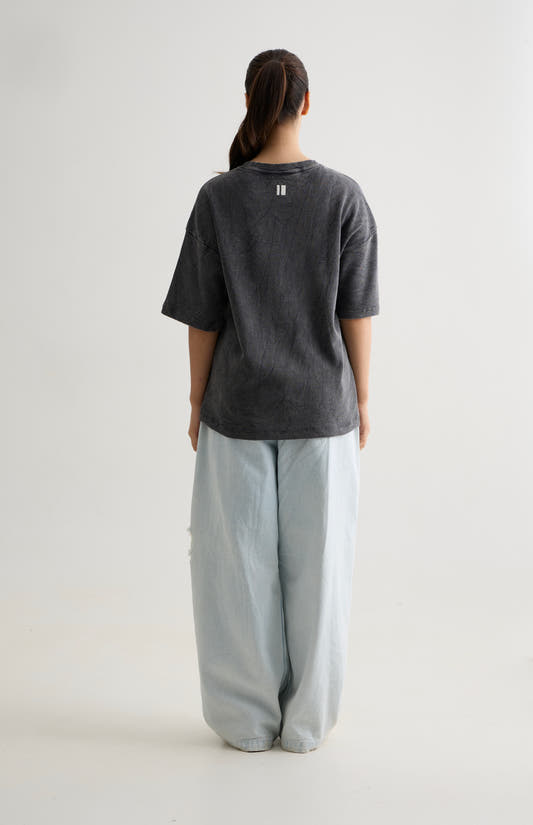 CHARCOAL WASH WAFFLE T-SHIRT