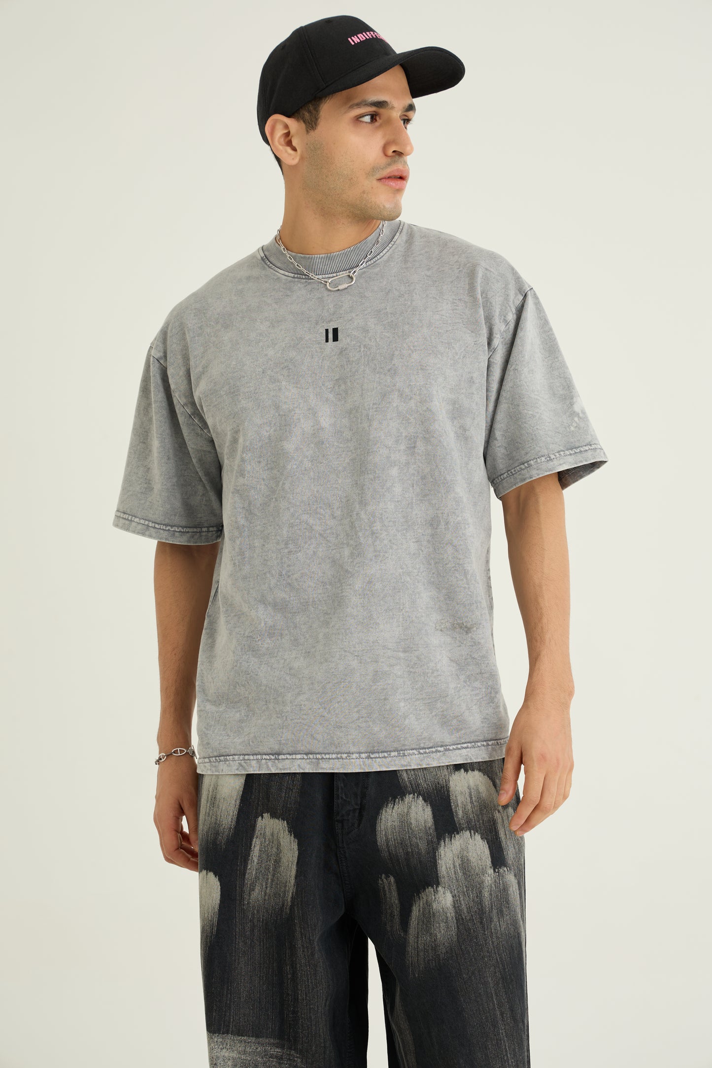 Flock Washed Light Grey Tshirt