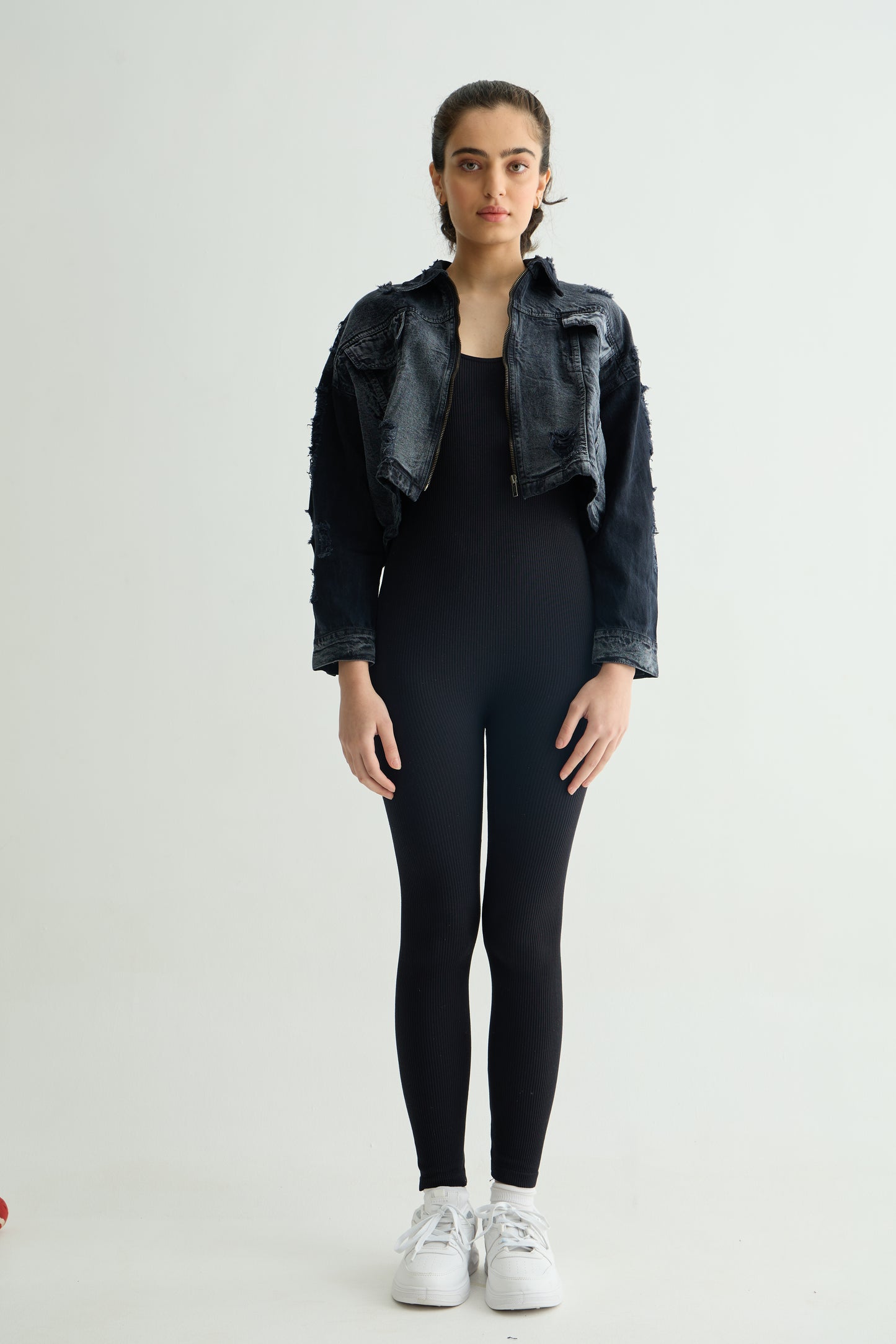 Acid Wash Blue-Grey Cropped Jacket