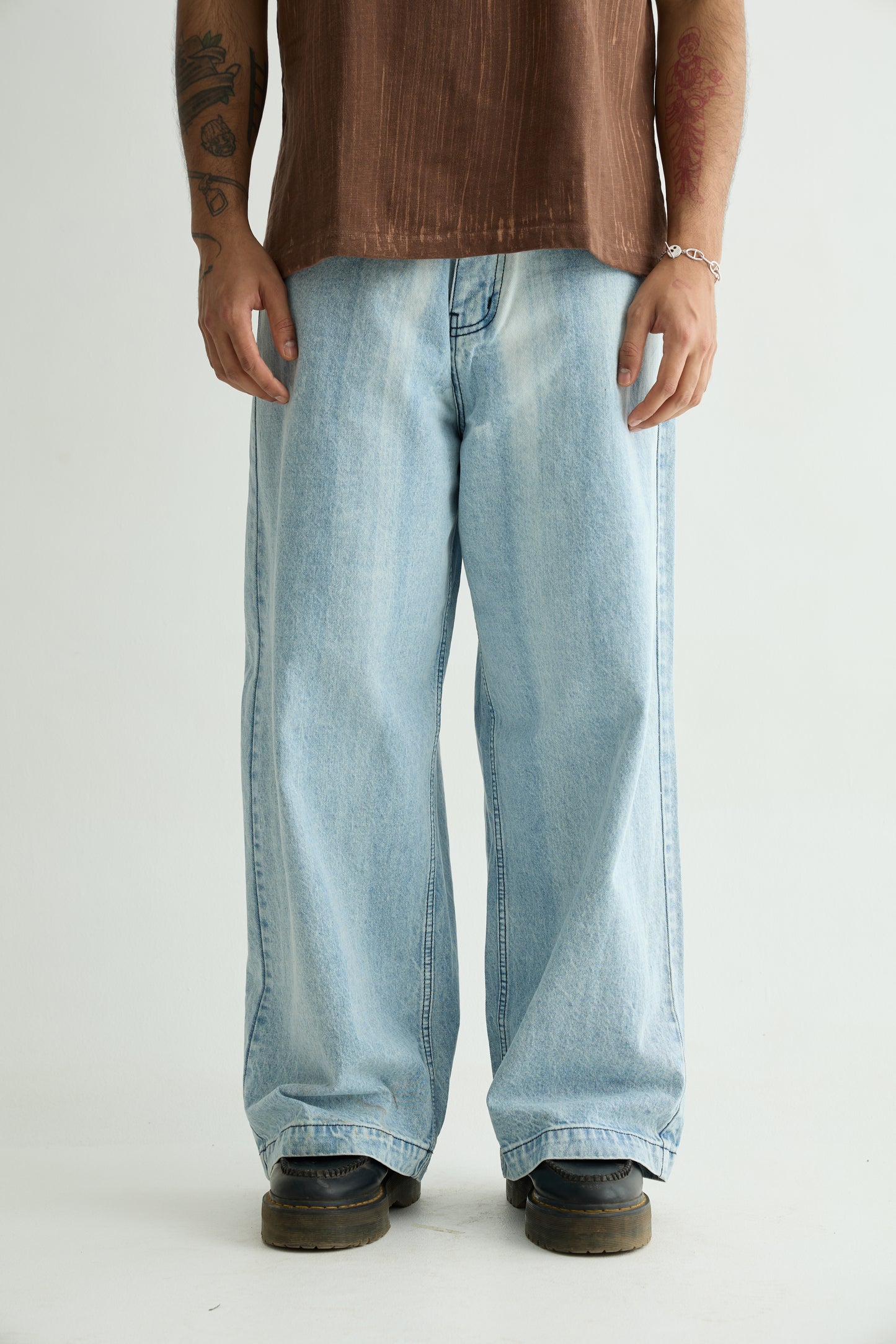 Light Blue Brushed Baggy jeans
