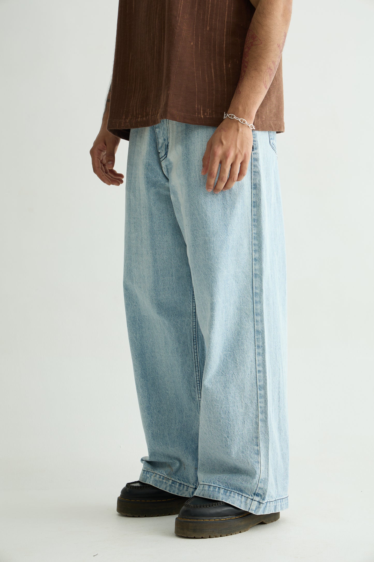 Light Blue Brushed Baggy jeans