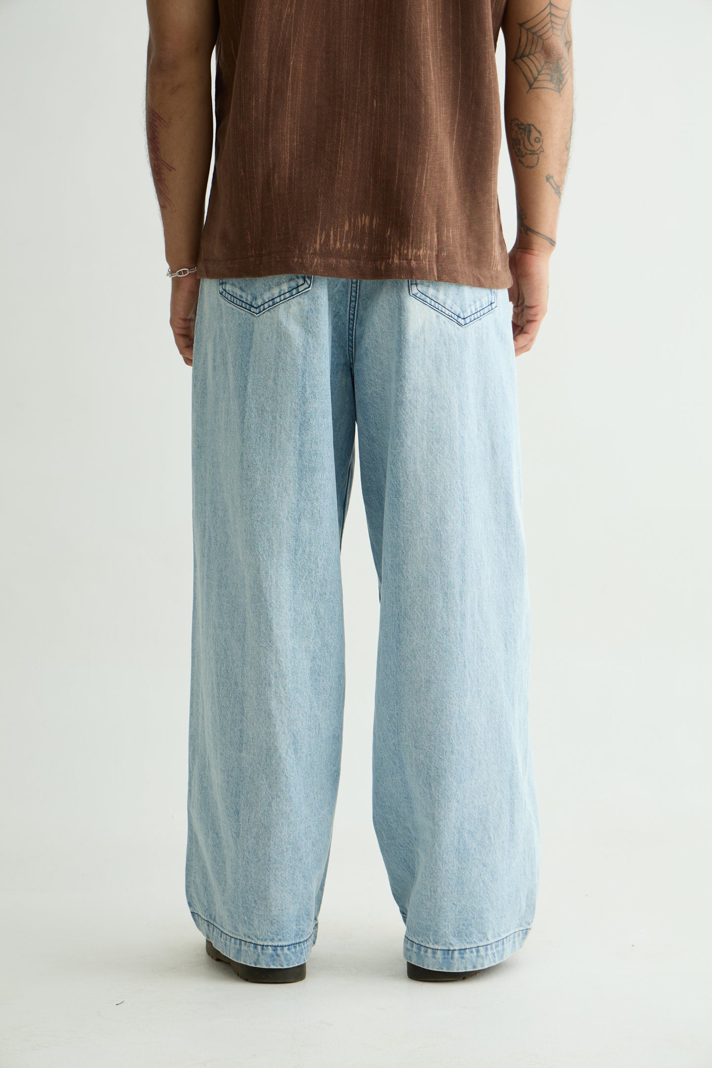 Light Blue Brushed Baggy jeans