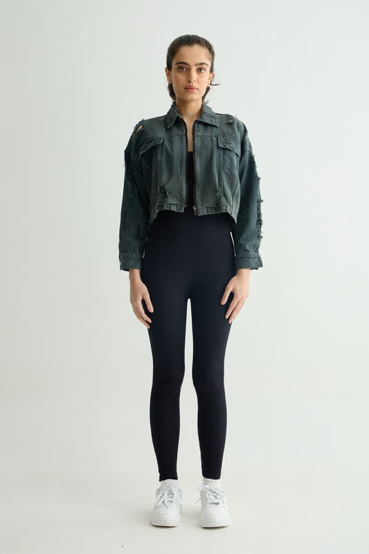 Chapter2Drip Olive cropped jacket — view 2