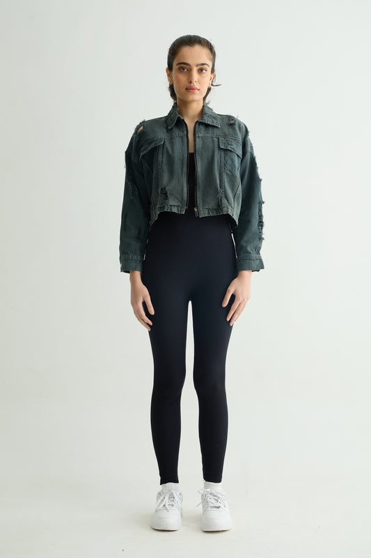 Olive Cropped Jacket