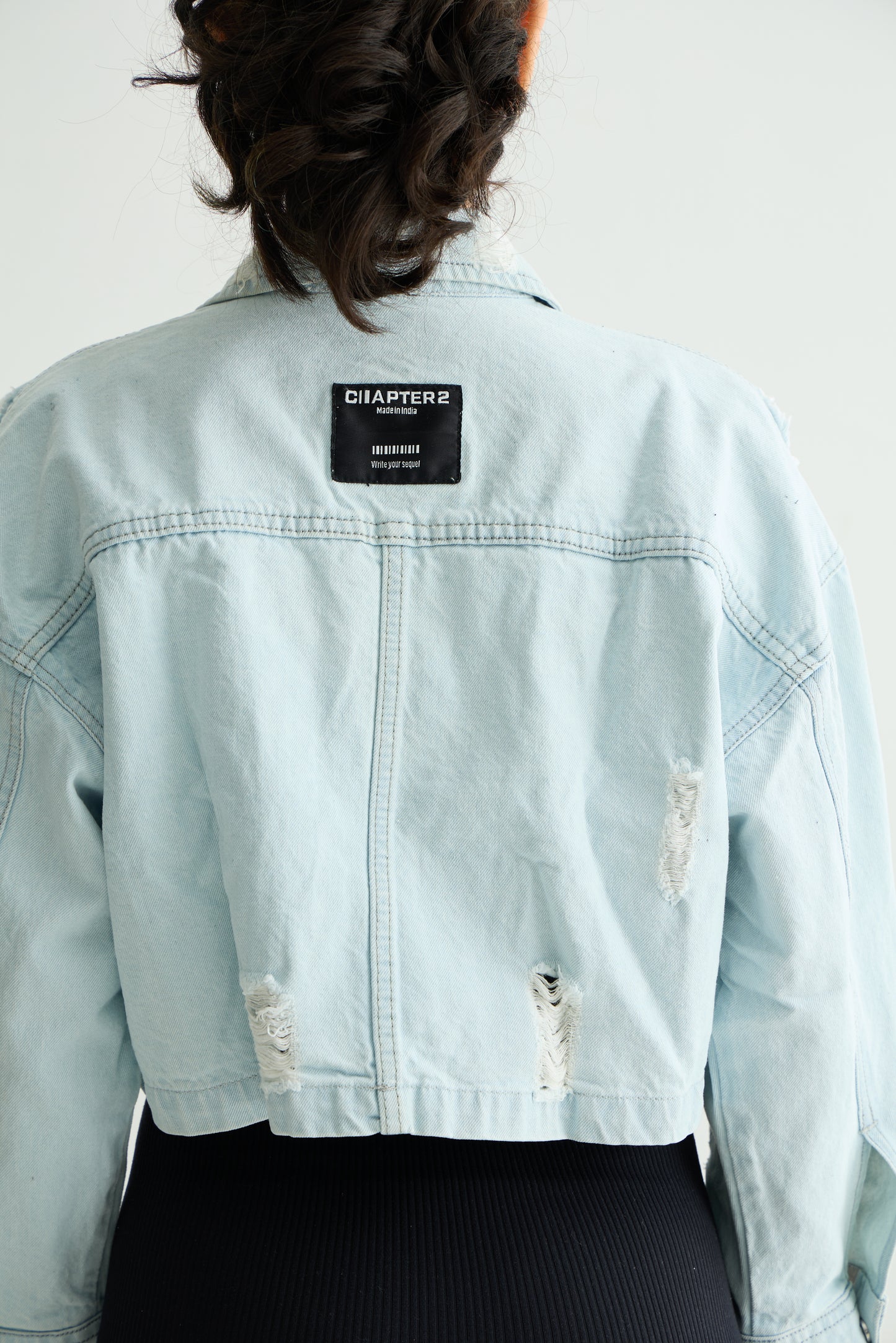 LIGHT BLUE CROPPED  JACKET