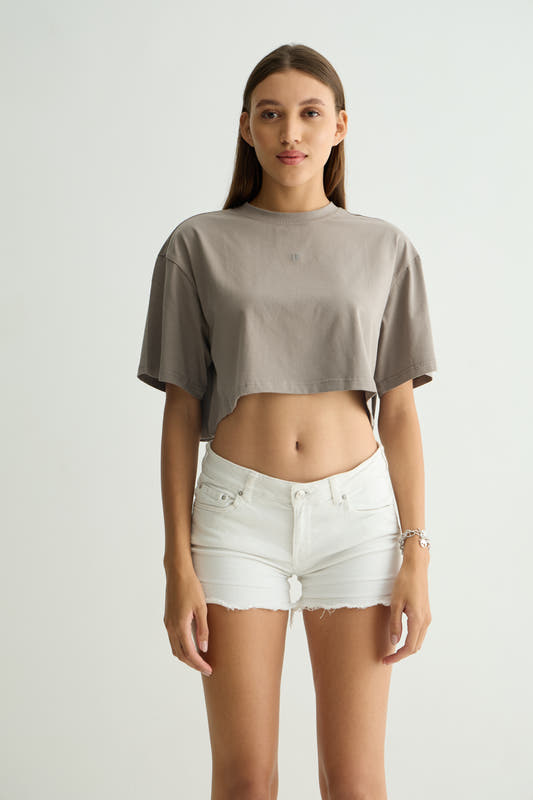 Chapter2Drip Grey cropped tee — view 2