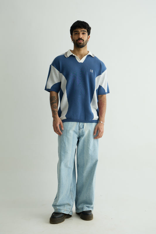 Chapter2Drip Blue knit polo — view 2