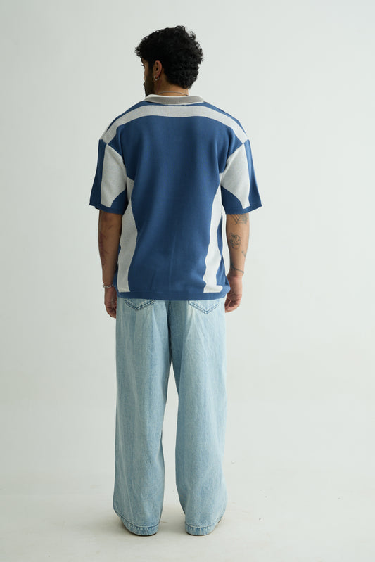 Chapter2Drip Blue knit polo — view 4