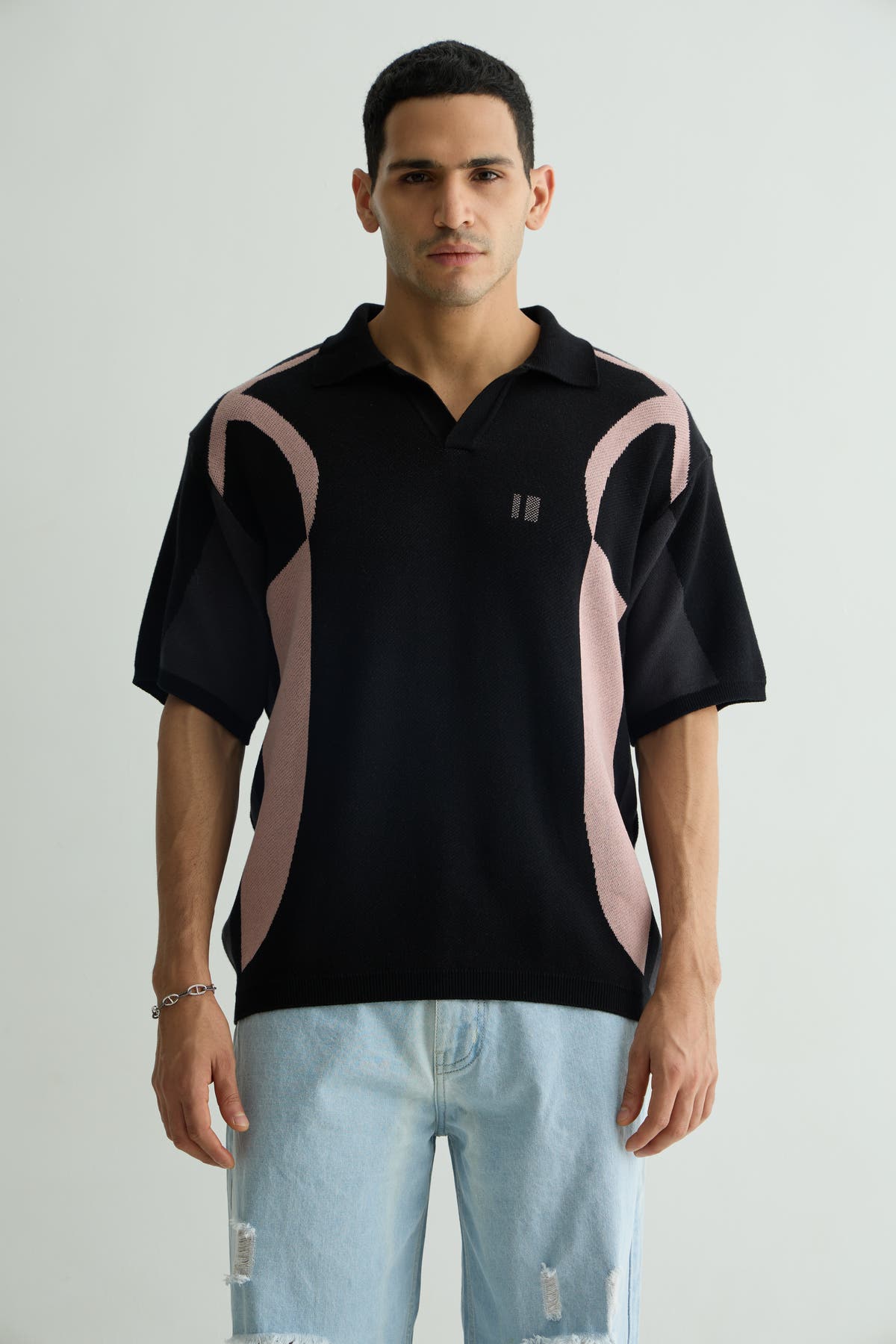 Chapter2Drip Black knit polo
