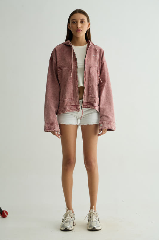 Chapter2Drip Pink washed overshirt hoodie — view 2