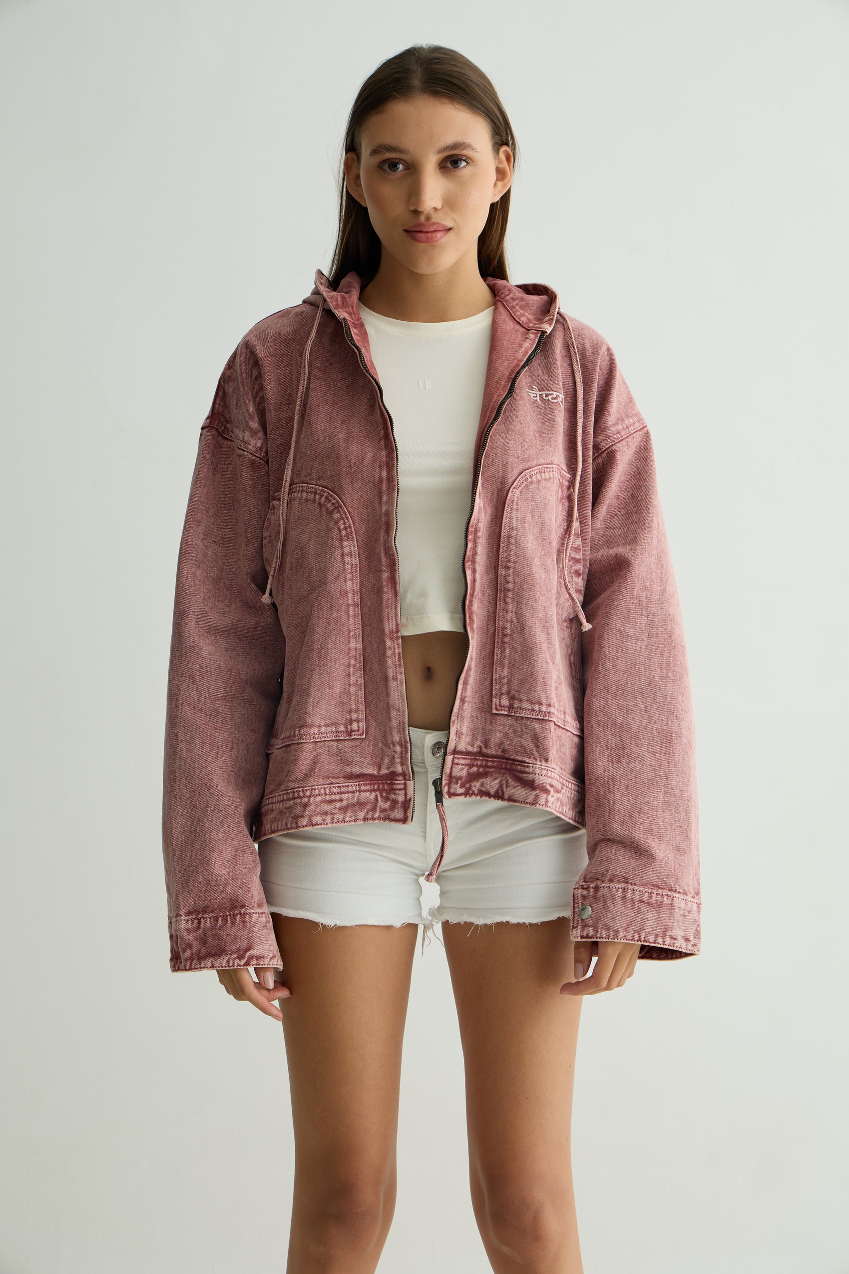 Pink Washed Overshirt Hoodie