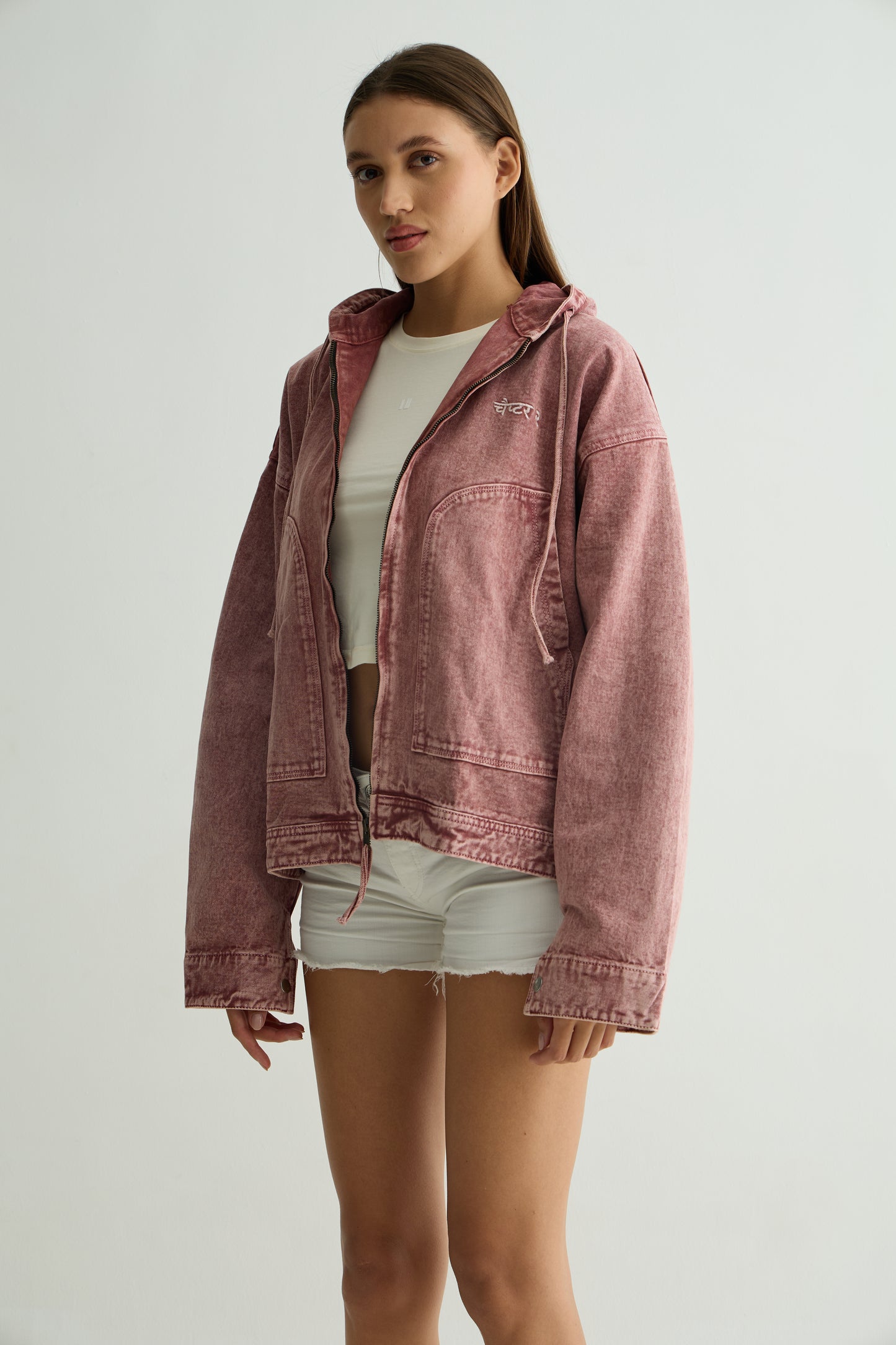 Pink Washed Overshirt Hoodie