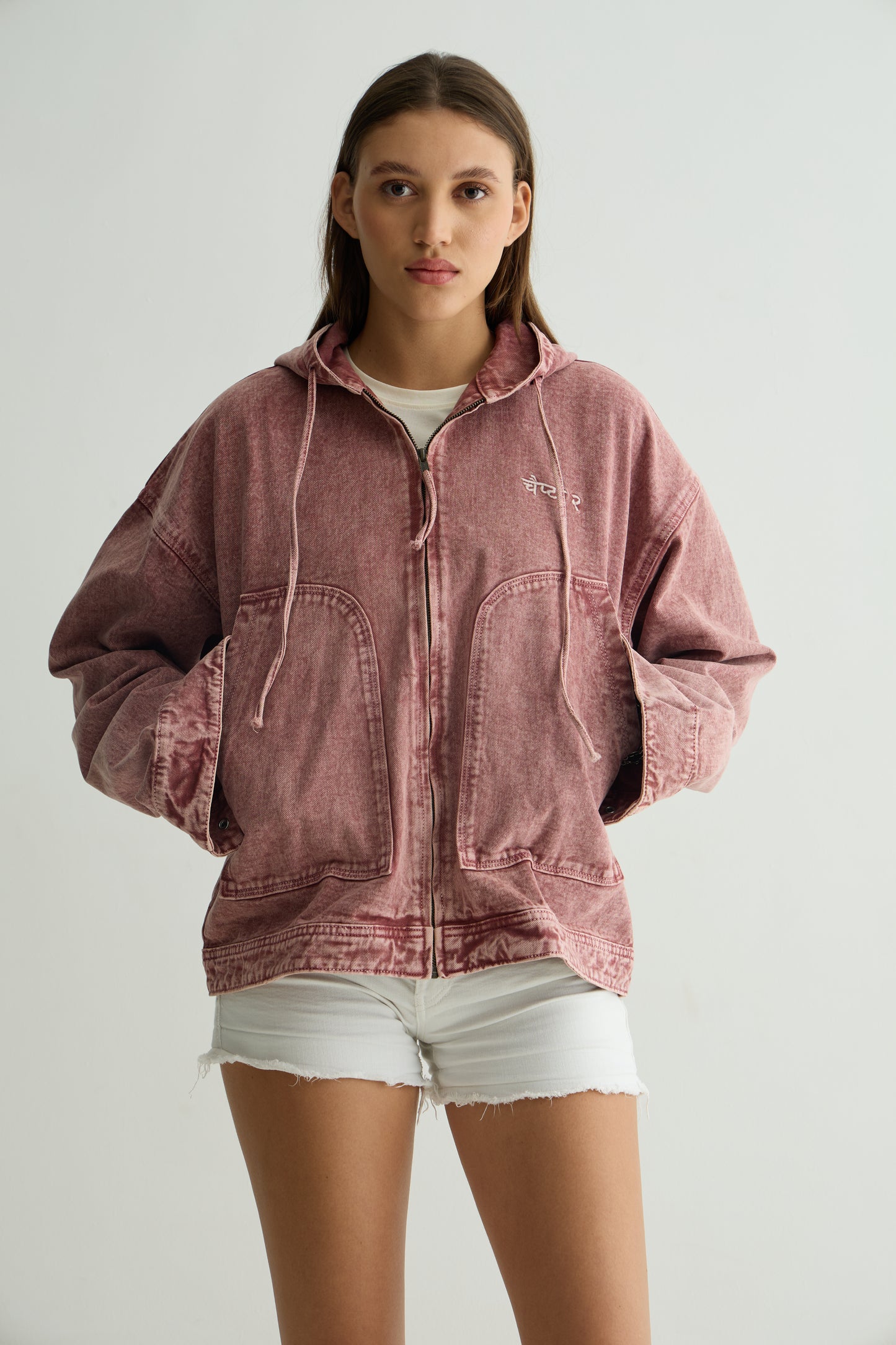 Pink Washed Overshirt Hoodie