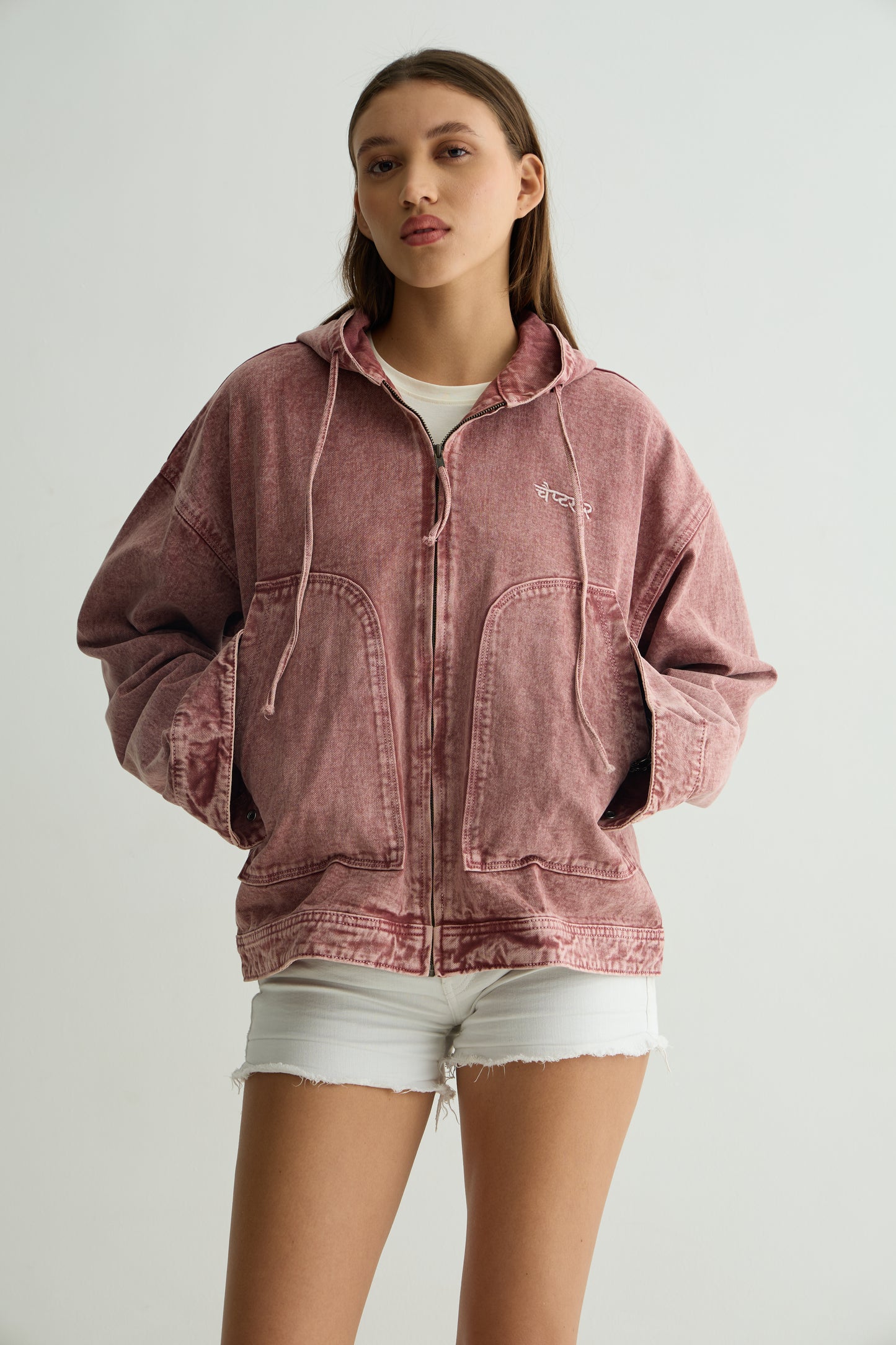 Pink Washed Overshirt Hoodie