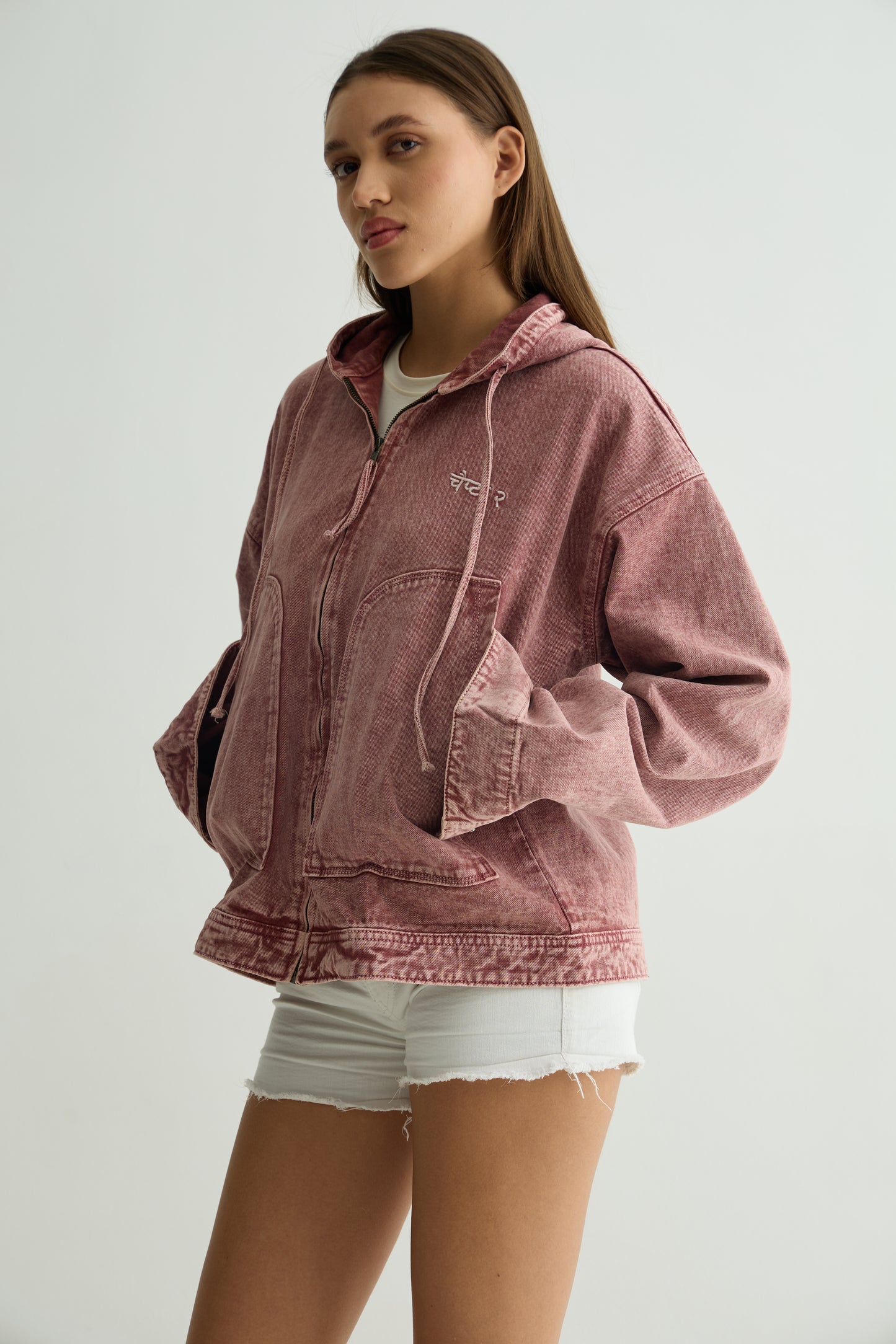 Pink Washed Overshirt Hoodie