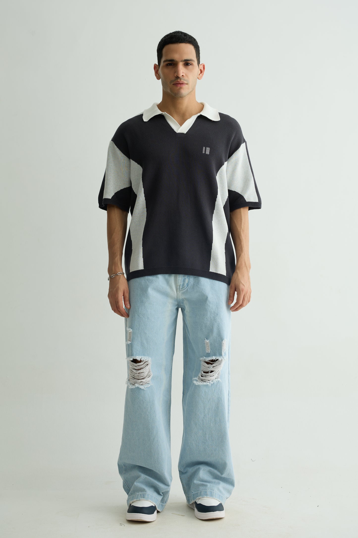 Chapter2Drip Charcoal knit polo — view 2