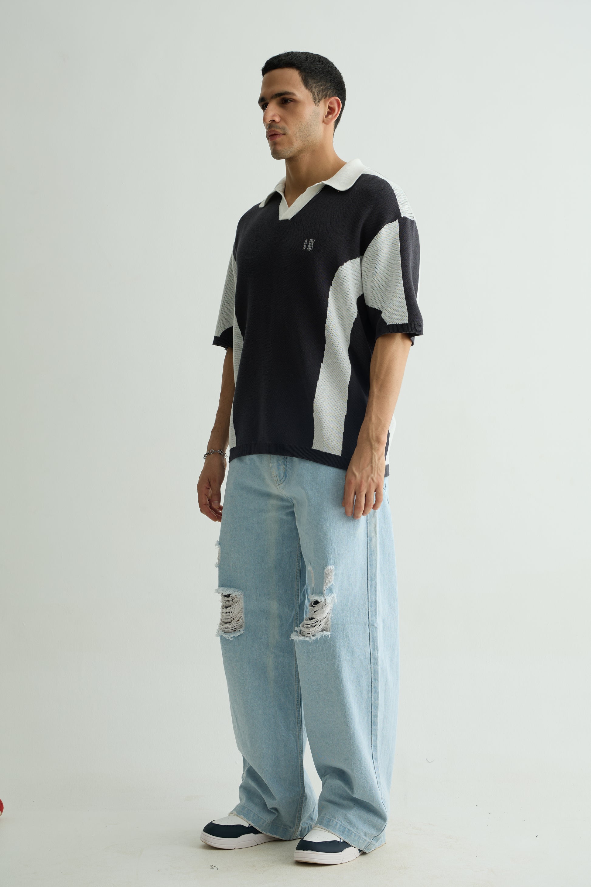 Chapter2Drip Charcoal knit polo — view 3