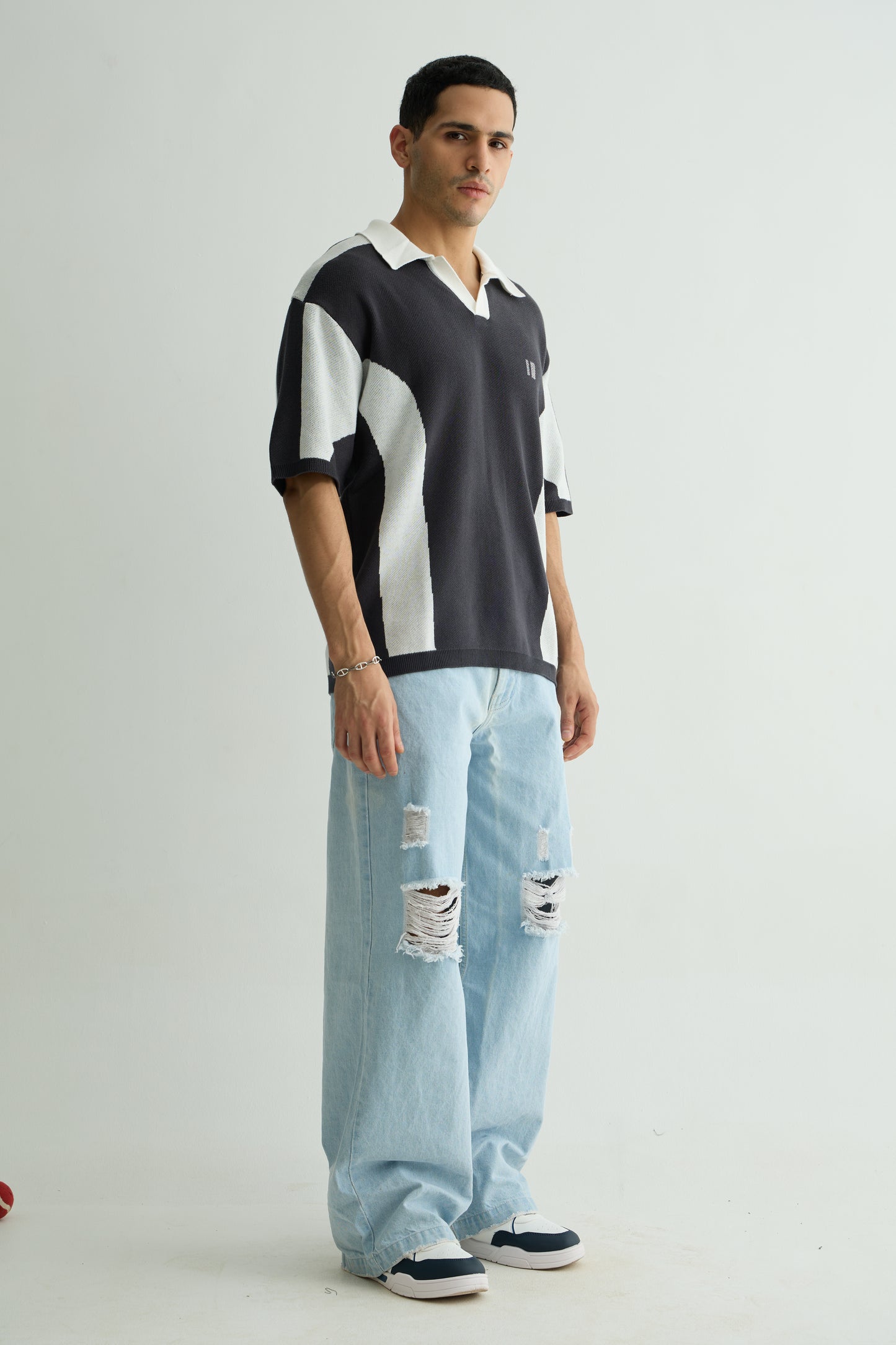 Chapter2Drip Charcoal knit polo — view 5