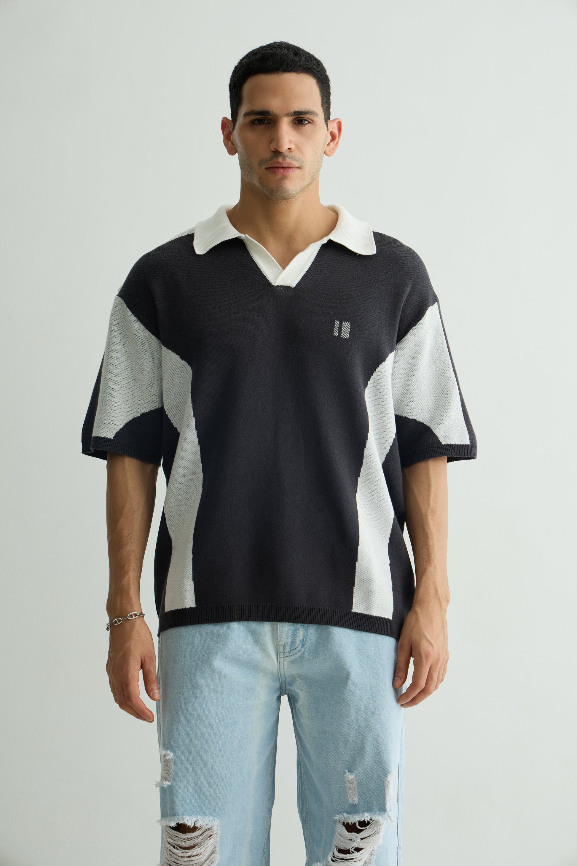 Chapter2Drip Charcoal knit polo