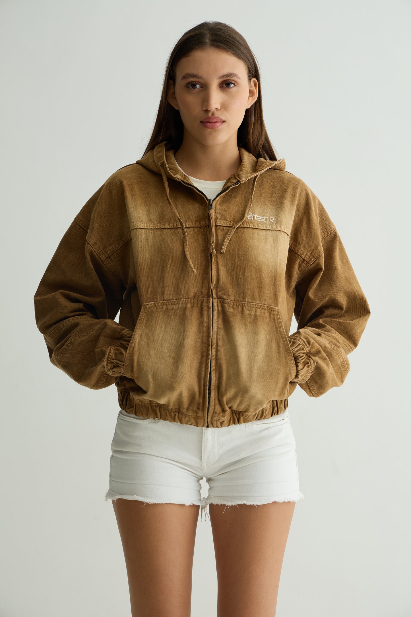 Mocha Brown Denim Hoodie