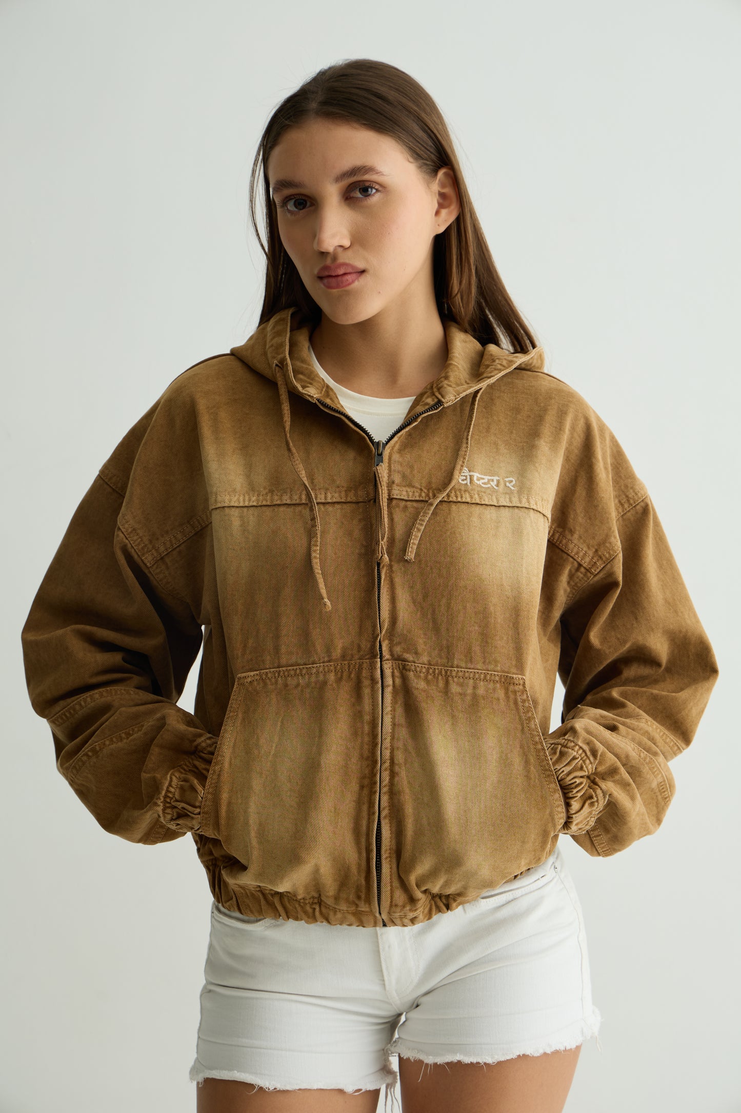 Mocha Brown Denim Hoodie