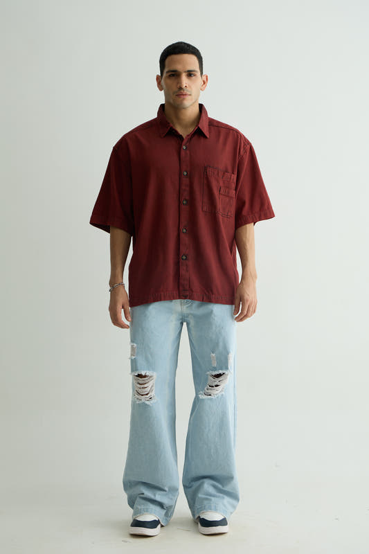 Chapter2Drip Maroon denim shirt — view 2