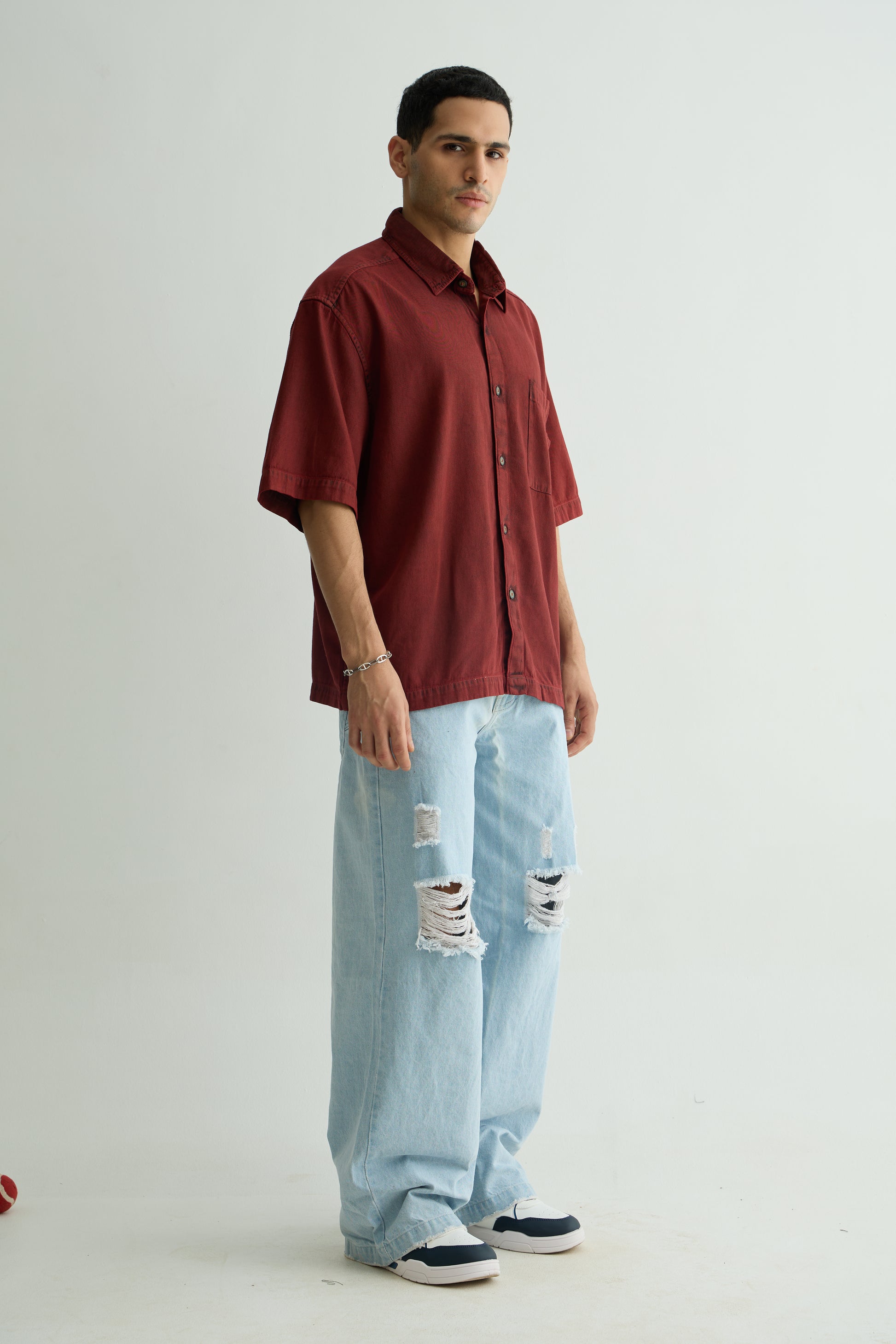 Chapter2Drip Maroon denim shirt — view 3
