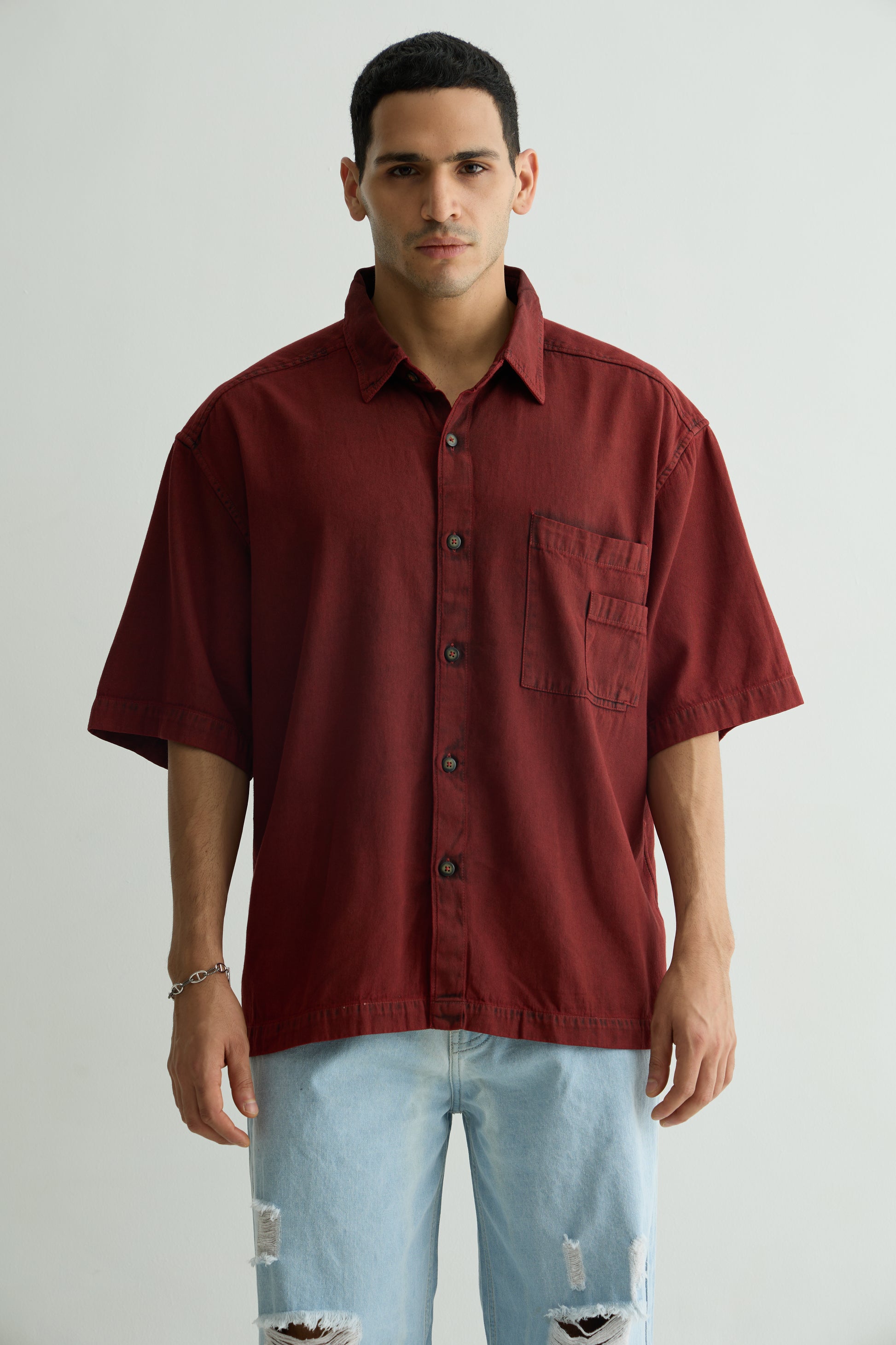 Chapter2Drip Maroon denim shirt