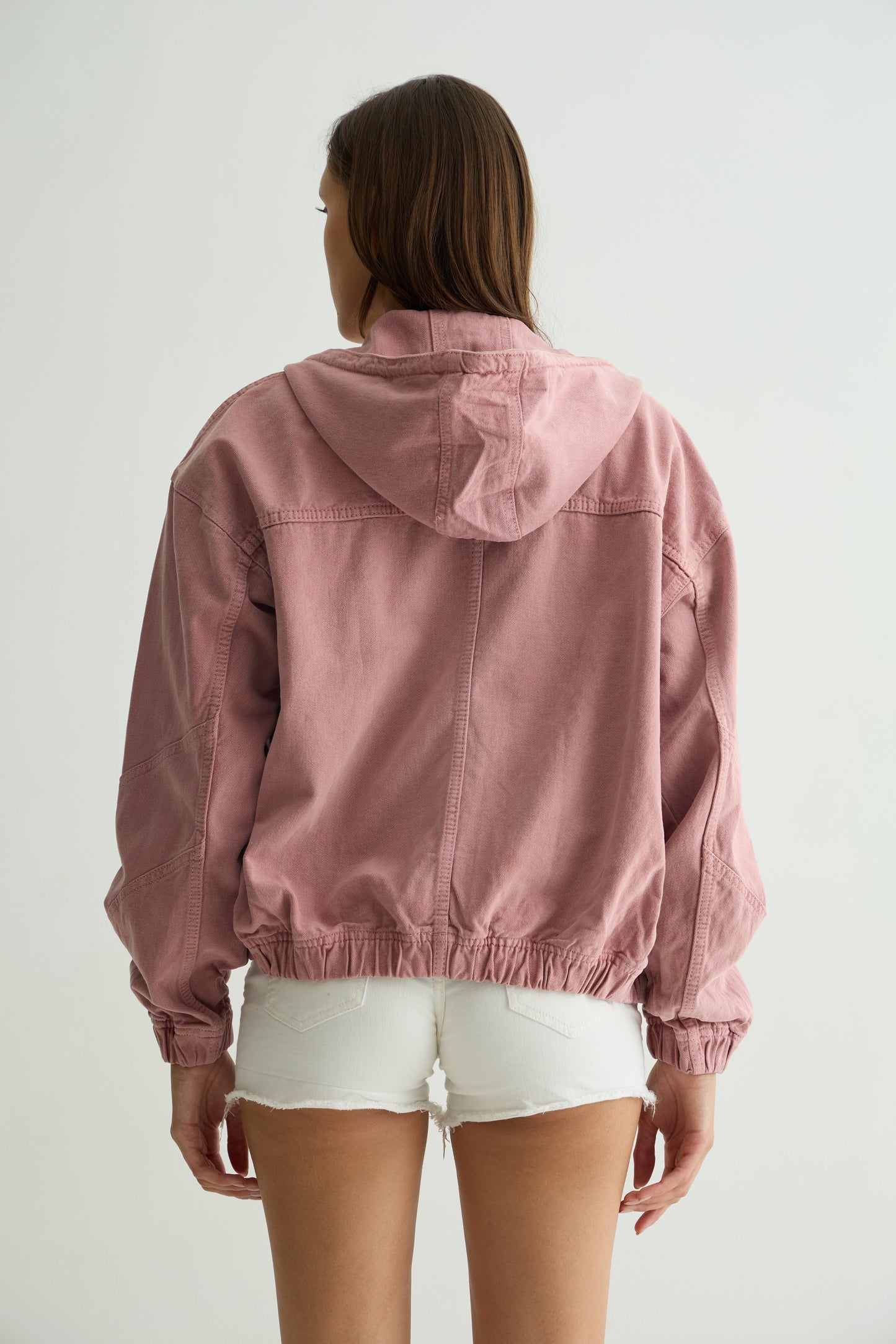 Pink Washed Denim Hoodie