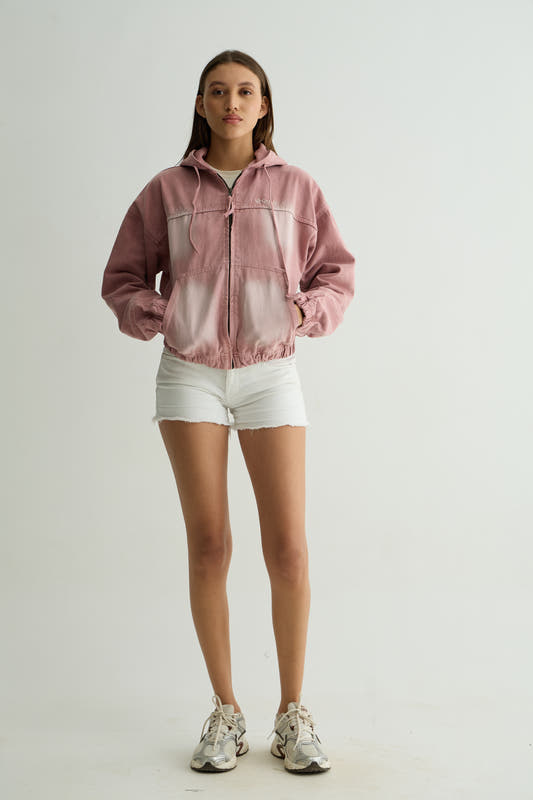 Chapter2Drip Pink washed denim hoodie — view 2