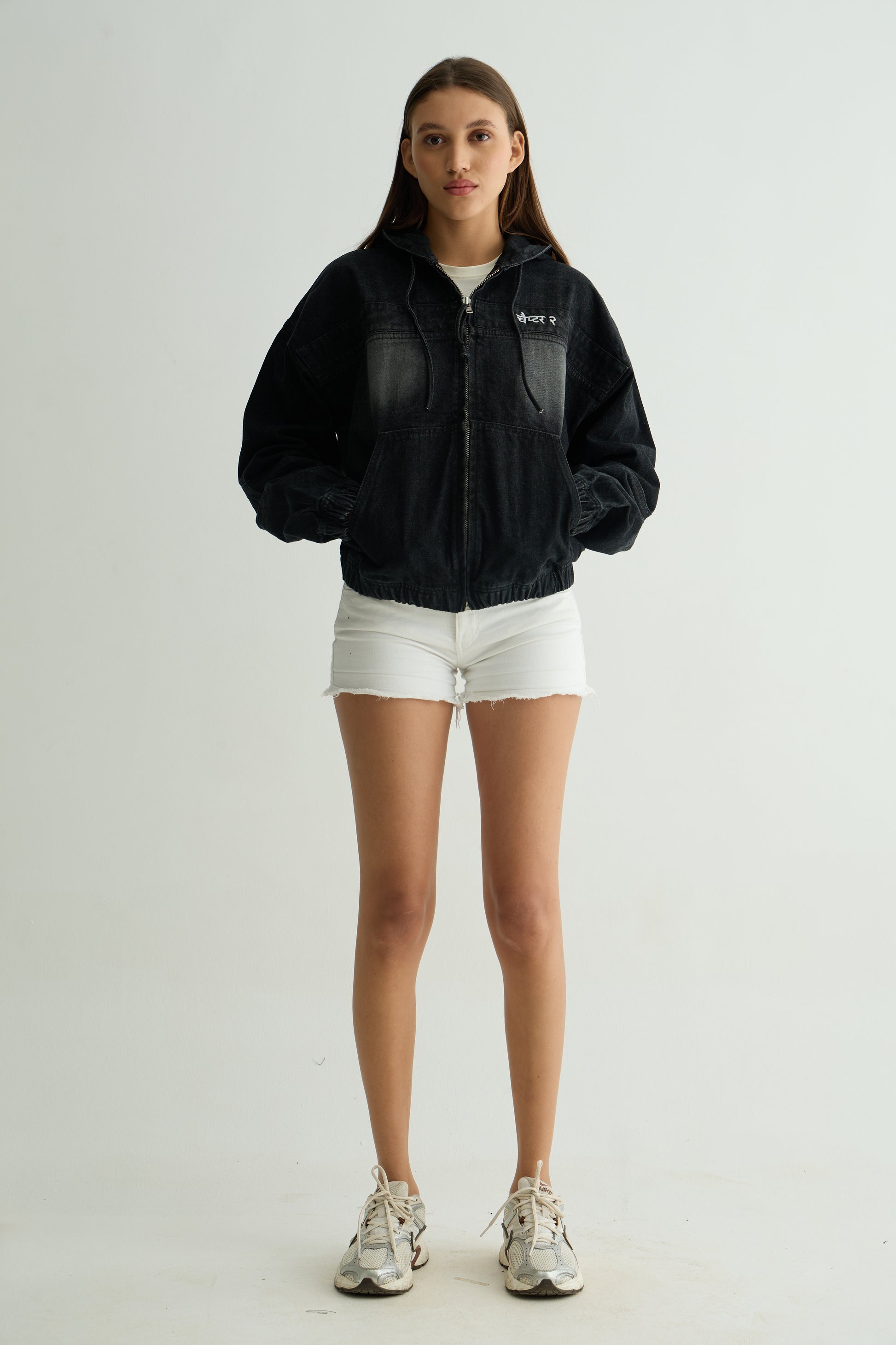 Chapter2Drip Black washed denim hoodie — view 2