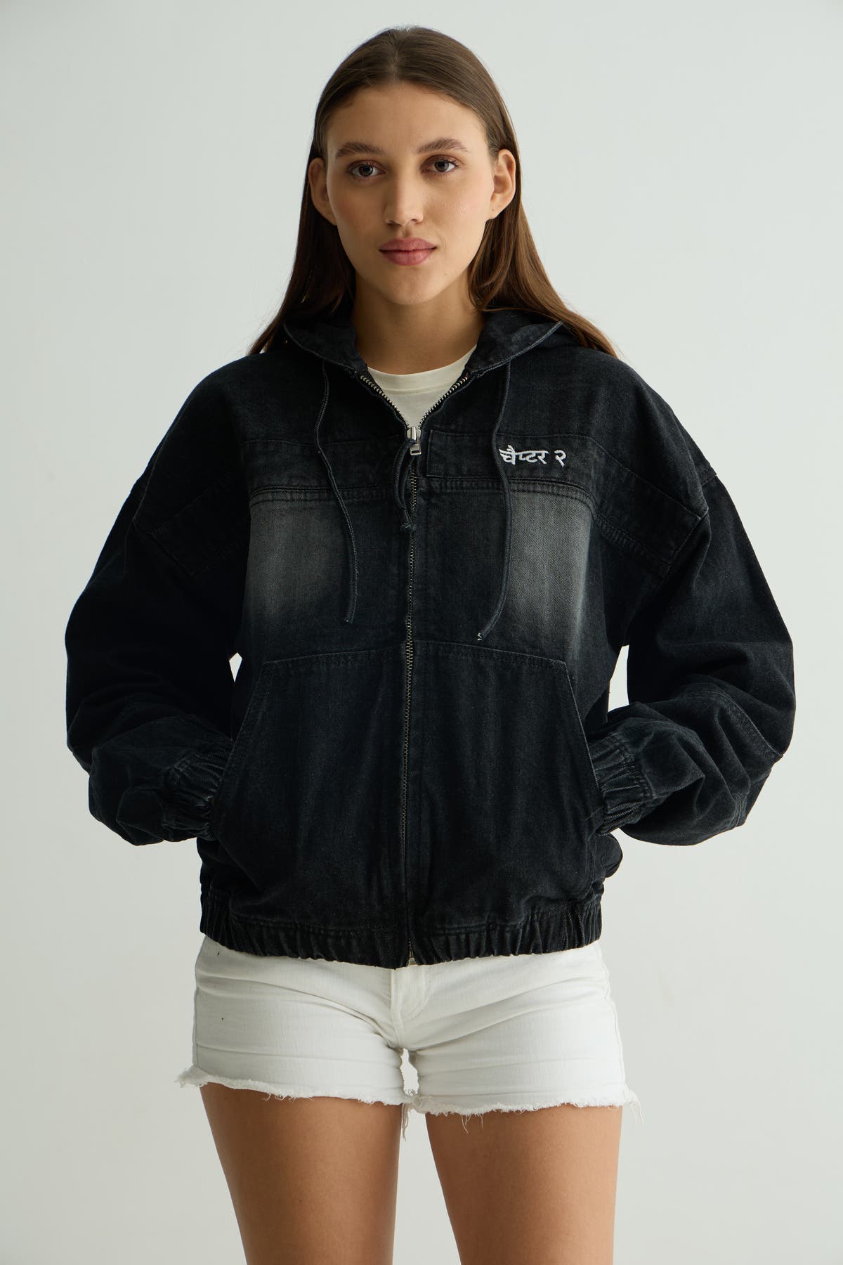 Chapter2Drip Black washed denim hoodie