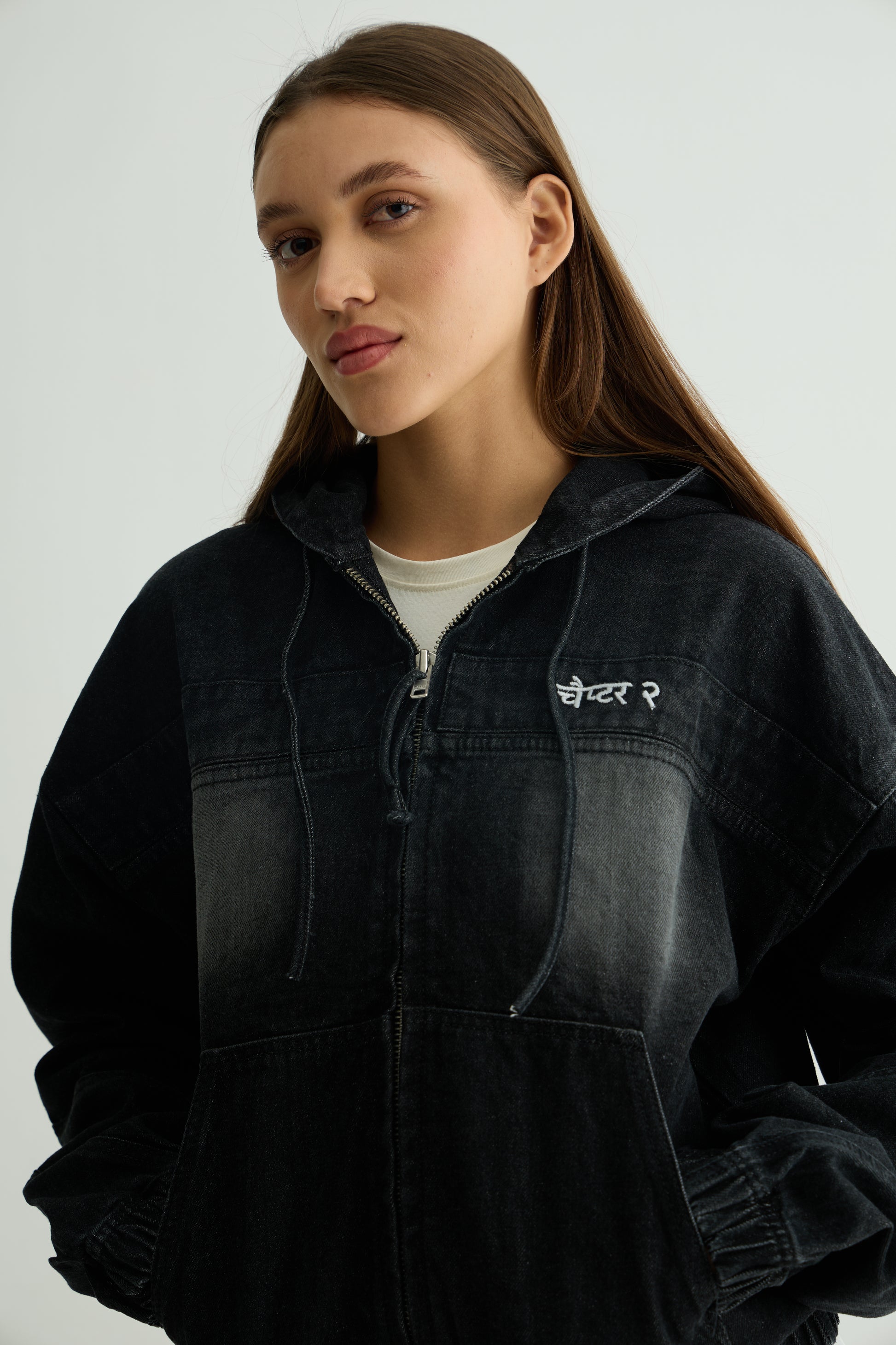 Chapter2Drip Black washed denim hoodie — view 5
