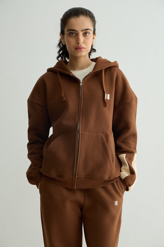 Mocha Everyday Zipper Hoodie + Sweatpants Set